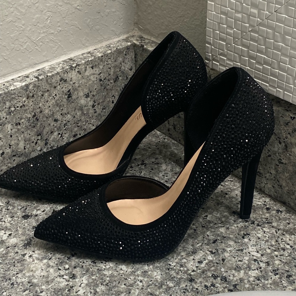 Sequined black heels